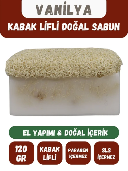 Doğal Kabak Lifli VANİLYA - SHEA BUTTER Özlü Doğal Sabun (120 Gr) - Bialife