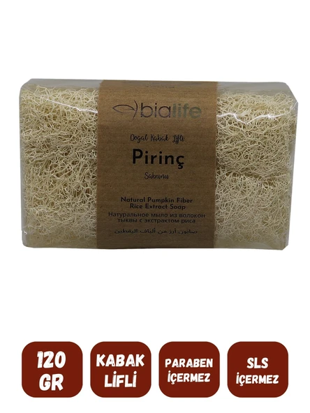 Doğal Kabak Lifli PİRİNÇ Özlü Doğal Sabun (120 Gr) - Bialife - 2