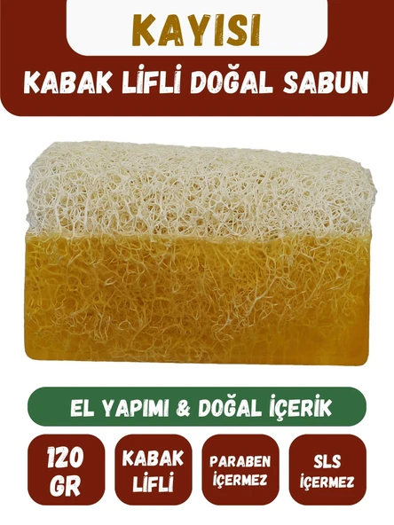 Doğal Kabak Lifli KAYISI Özlü Doğal Sabun (120 Gr) - Bialife