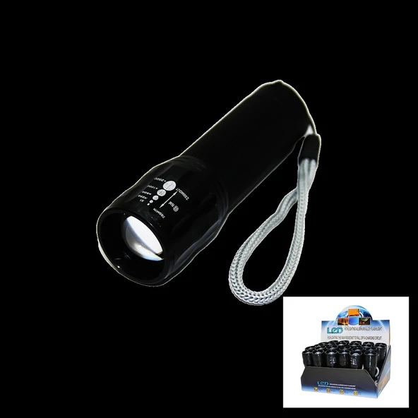 LED GOLD ORION HIGHLIGHTING ALUMİNUM FLASHLİGHT PİLLİ ZOOMLU EL FENERİ METAL KASA (4172)