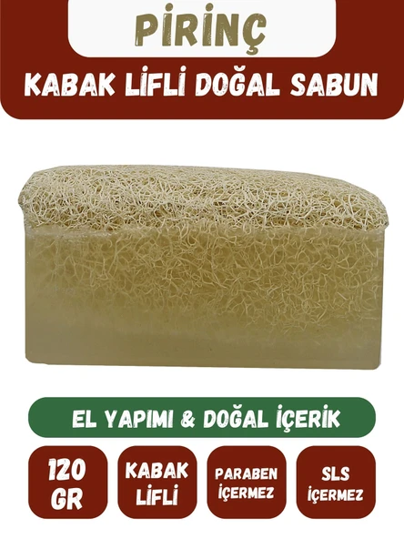Doğal Kabak Lifli PİRİNÇ Özlü Doğal Sabun (120 Gr) - Bialife