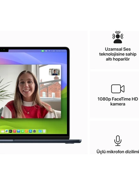 MacBook Air M3 Çip 8GB 256GB SSD macOS 15" Taşınabilir Bilgisayar Gece Yarısı MRYU3TU/A - 6