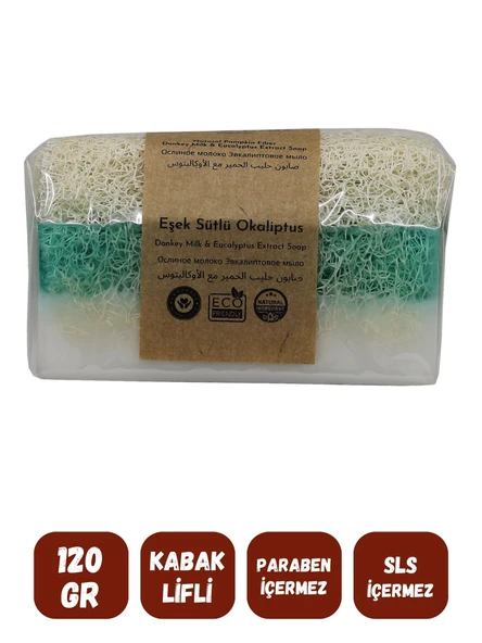 Doğal Kabak Lifli OKALİPTUS & EŞEK SÜTÜ Özlü Doğal Sabun (120 Gr) - Bialife - 3