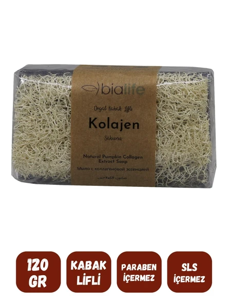 Doğal Kabak Lifli KOLAJEN Özlü Doğal Sabun (120 Gr) - Bialife - 2