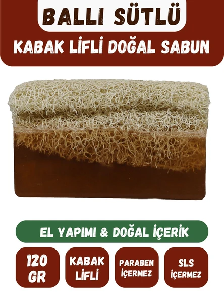 Doğal Kabak Lifli BALLI SÜTLÜ Özlü Doğal Sabun (120 Gr) - Bialife