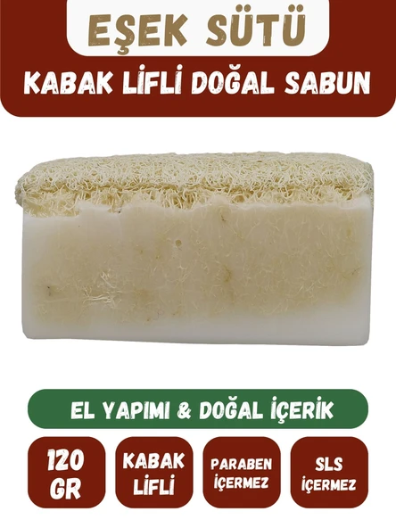 Doğal Kabak Lifli EŞEK SÜTÜ Özlü Doğal Sabun (120 Gr) - Bialife