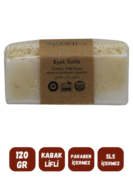 Doğal Kabak Lifli EŞEK SÜTÜ Özlü Doğal Sabun (120 Gr) - Bialife - 3