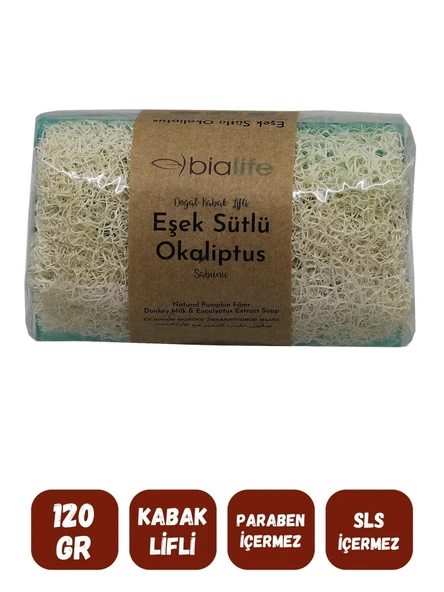 Doğal Kabak Lifli OKALİPTUS & EŞEK SÜTÜ Özlü Doğal Sabun (120 Gr) - Bialife - 2