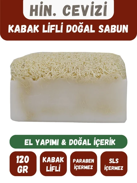 Doğal Kabak Lifli HİNDİSTAN CEVİZİ Özlü Doğal Sabun (120 Gr) - Bialife