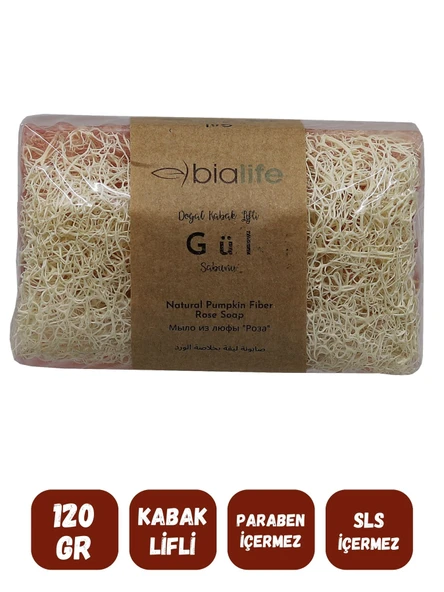 Doğal Kabak Lifli GÜL Özlü Doğal Sabun (120 Gr) - Bialife - 2