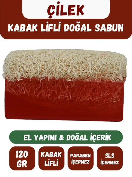 Doğal Kabak Lifli ÇİLEK Özlü Doğal Sabun (120 Gr) - Bialife