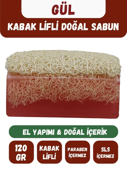 Doğal Kabak Lifli GÜL Özlü Doğal Sabun (120 Gr) - Bialife