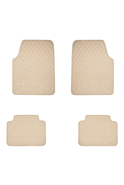 Fiat Grande Punto 2006 - 2012  Uyumlu Bej Dikişli Bej Deri Paspas - Resim 2