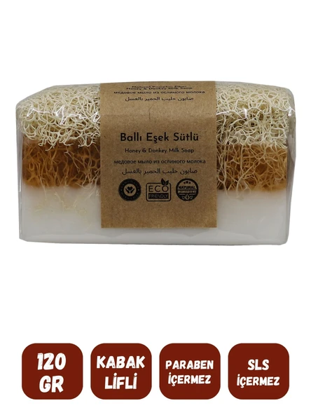 Doğal Kabak Lifli BALLI & EŞEK SÜTÜ Özlü Doğal Sabun (120 Gr) - Bialife - 3
