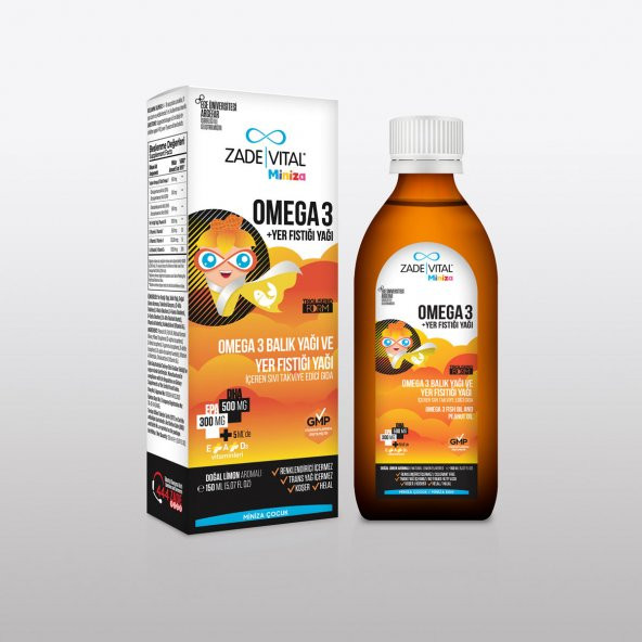 Zade Vital Omega 3 Balık Yağı ve Yer Fıstığı Yağı İçeren Takviye Edici Gıda 150 ml