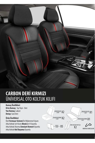 HONDA Prelude 1996-2001 Uyumlu Kırmızı Dikişli Siyah Deri Paspas