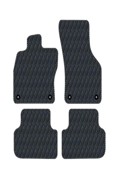 Honda Jazz 1 2002-2008 Uyumlu Kırmızı Dikişli Siyah Deri Paspas