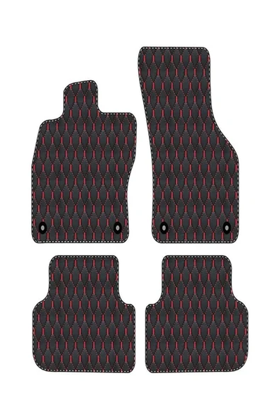 Honda Jazz 2 2009-2014 Uyumlu Mavi Dikişli Siyah Deri Paspas - 2