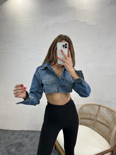 Lucky Life Kadın 290 KOT CEKET-MAVİ - Resim 3