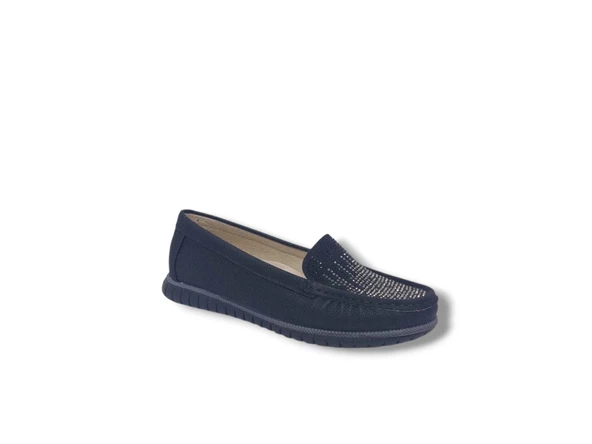 Zerhan OCSL308 Kadın Siyah Taşlı Babet Ayakkabı - Resim 2