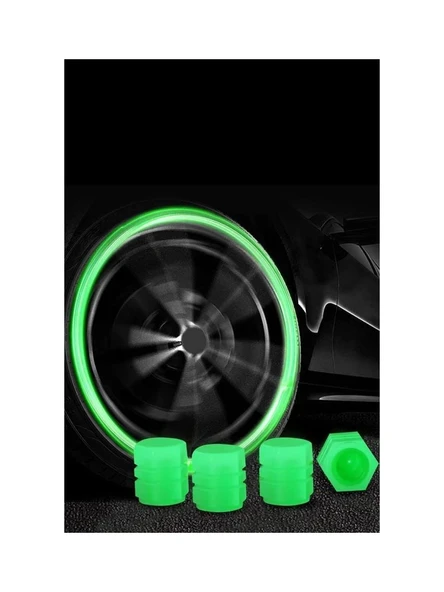 3B Trend Yeşil Fosforlu Lastik Sibop Kapağı Gece Parlayan Sibob Kapağı 4 Adet
