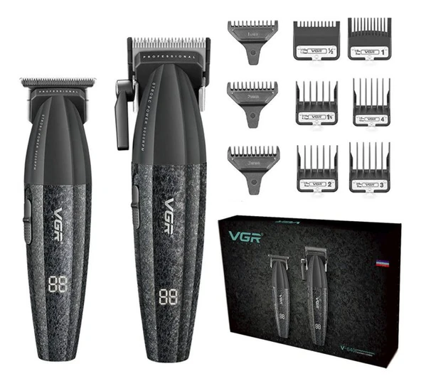 VGR v640 saç ve sakal kesim makinası 2 li set berber kuaför salonu makinası
