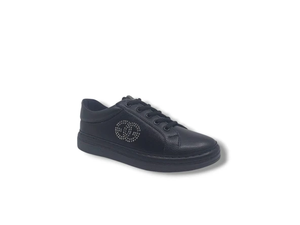 Zerhan 5100 Kadın Siyah Bağcıklı Taşlı Spor Şık Ayakkabı - 2