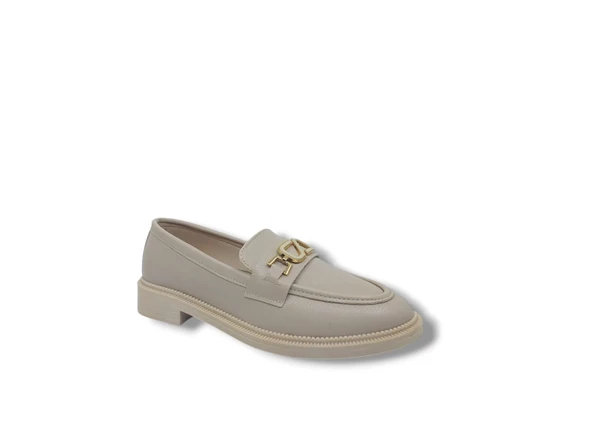 Zerhan 307 Kadın Krem Tokalı Loafer Ayakkabı - 2