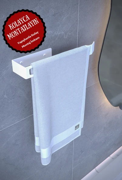 Metal Yapışkanlı Kağıt Havluluk, Kağıt Havlu Askısı, Peçetelik, Banyo Mutfak Askısı Beyaz
