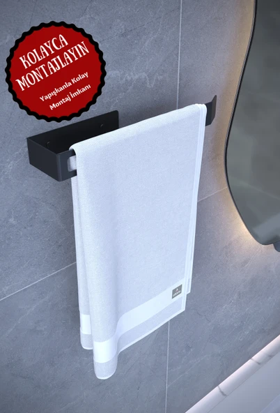 Metal Yapışkanlı Kağıt Havluluk, Kağıt Havlu Askısı, Peçetelik, Banyo Mutfak Askısı Siyah