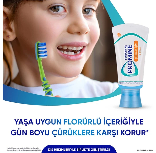 Promine 6-12 Yaş Gün Boyu Çürüklere Karşı Koruyan Çocuk Diş Macunu 50 ml + Yumuşak Diş Fırçası - 3