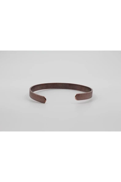 Geometrik Çizgi Desenli Bakır Bileklik (6 mm) - %100 Saf Bakır - 3