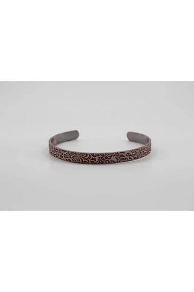 Ağaç Kabuğu Desenli Bakır Bileklik (6 mm) - %100 Saf Bakır