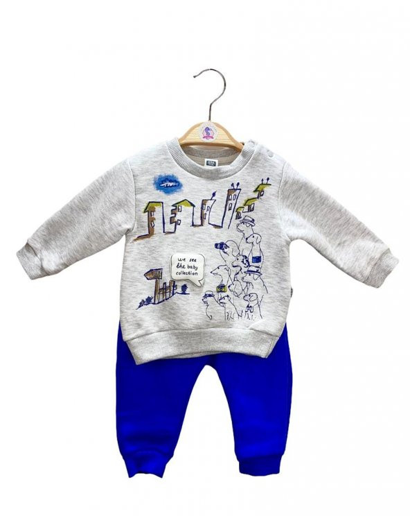 Erkek Bebek Cute Dogs Mavi 2li Takım - 3