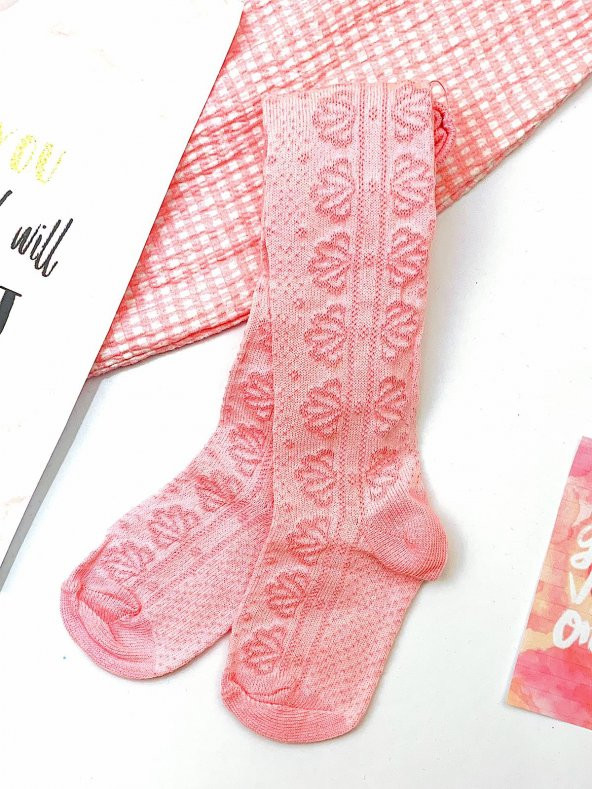 Kız Çocuk Bebek Pembe Desenli Külotlu Çorap