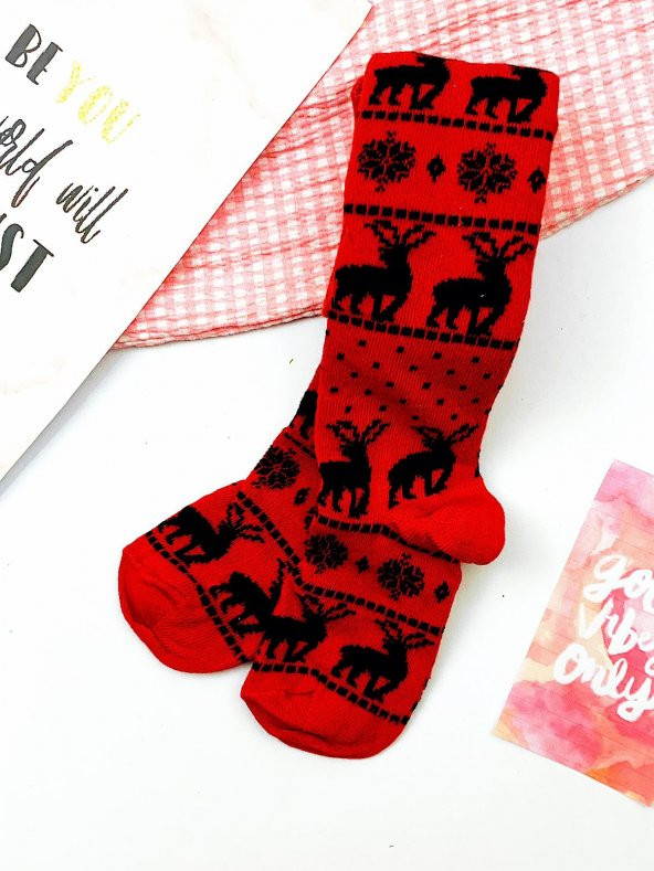 Kız Bebek Çocuk Gri Siyah Geyikli Külotlu Çorap - 3