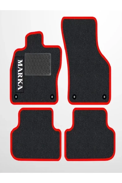 FORD FIESTA 2002-2008  Siyah Halı Kırmızı Kenar Petek Topuk - Resim 3