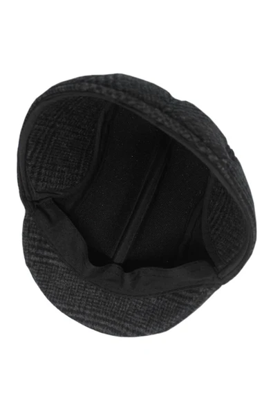 yoncatoptan Sonbahar ve Kış için Füme Desenli Kulaksız Kasket Şapka - 3