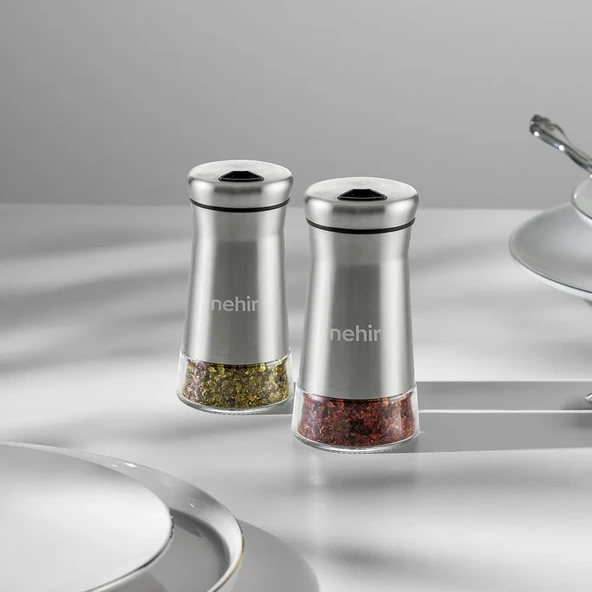 Nehir idil 6 lı cam silindir tuzluk - biberlik baharatlık 120ml. ürün görseli 1