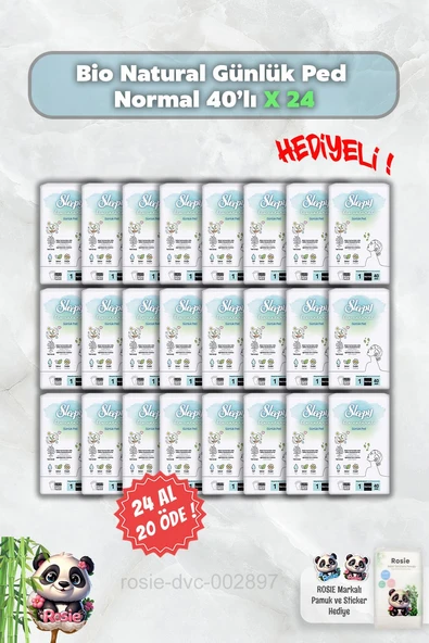 24 AL 20 ÖDE Sleepy Bio Natural Günlük Ped Normal 40'lı ve Rosie ürün görseli