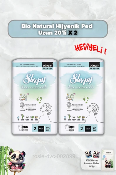 Hijyenik Ped Uzun 20'li Sleepy Bio Natural X 2 ve Rosie ürün görseli