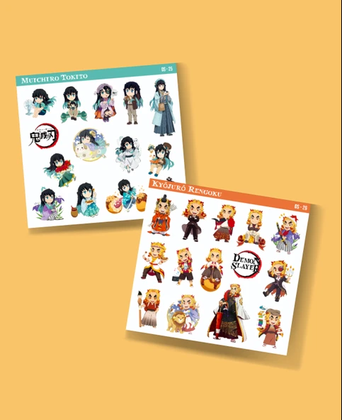 Muichiro Tokito-Senjuro Rengoku -Demon Slayer-2li çıkartma-etiket-süsleme-parlak kağıt - Resim 2