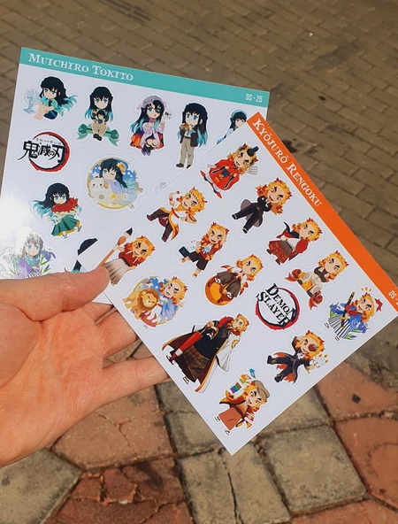 Muichiro Tokito-Senjuro Rengoku -Demon Slayer-2li çıkartma-etiket-süsleme-parlak kağıt - Resim 8