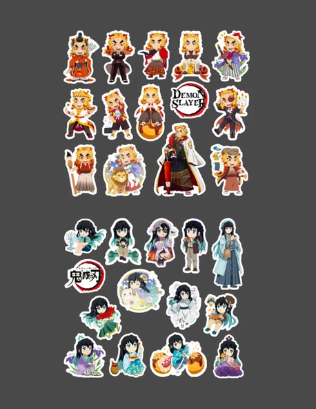 Muichiro Tokito-Senjuro Rengoku -Demon Slayer-2li çıkartma-etiket-süsleme-parlak kağıt - Resim 5