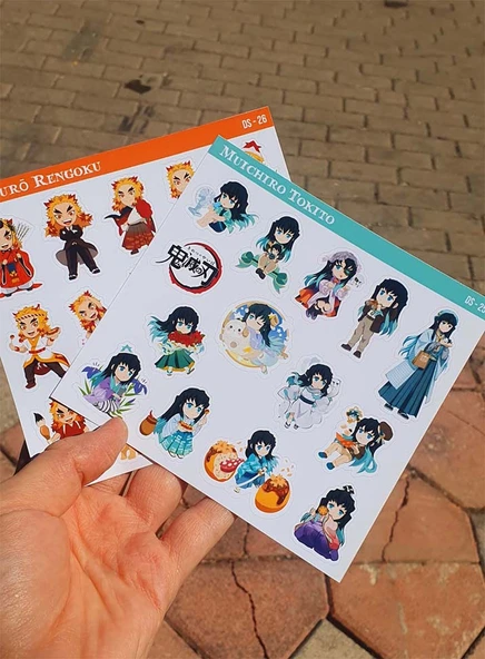 Muichiro Tokito-Senjuro Rengoku -Demon Slayer-2li çıkartma-etiket-süsleme-parlak kağıt - Resim 6