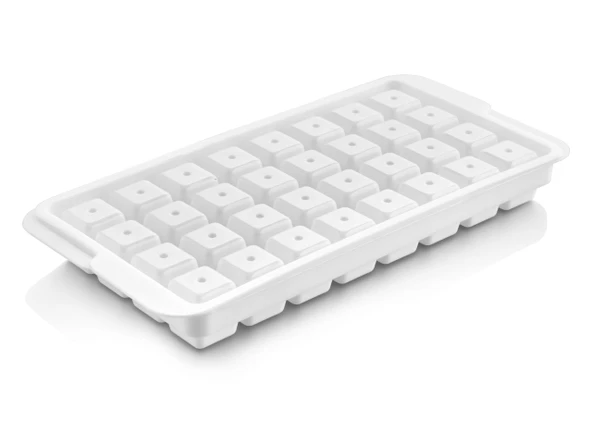 DEPOKON 32'li Kare Buzluk Küp Buz Şık İçecek Buz Kalıbı Alt Üst Kapalı Kare Buz Kalıbı