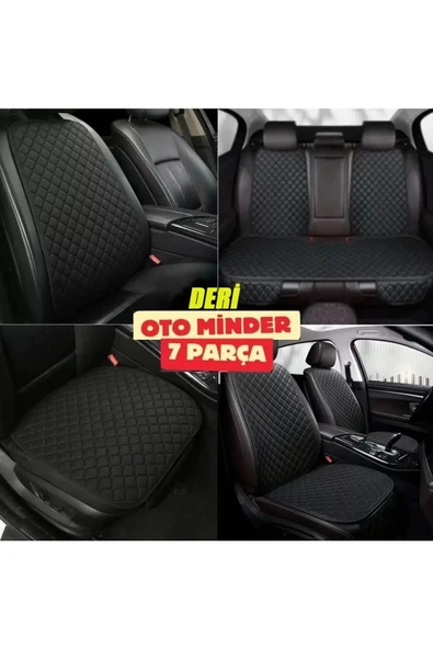 Citroen Visa Koltuk Deri Minderi 7 Parça Ön Ve Arka Oturak Sırt Dayama Minder siyah-siyah ürün görseli 1