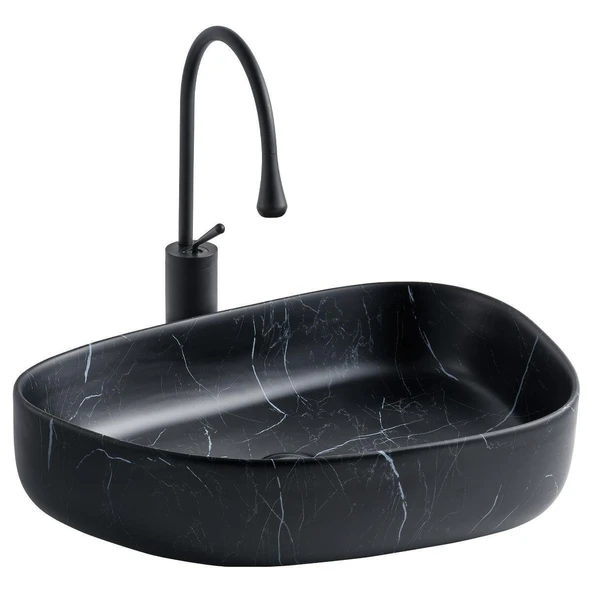 LENA TEZGAHÜSTÜ LAVABO (SİYAH MERMER) E-2107SM