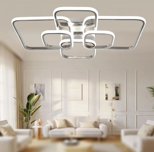 TT Aydınlatma TT500-6-KR  Krom Kaplama Plofonyer 6 lı Led Avize - Resim 2