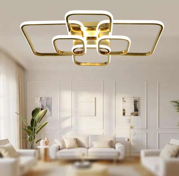 TT Aydınlatma TT500-6-SR  Sarı Kaplama Plofonyer 6 lı Led Avize - 3